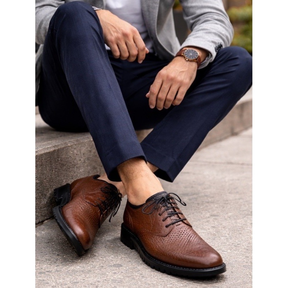 Cole‎ Haan 2.ZEROGRAND C28259 Brown Perforated Oxford Dress Shoes Mens 10.5 M